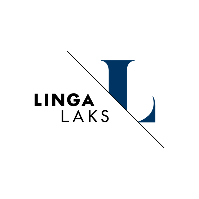 The logo of Linga Laks: An L in serif font which is only partially visible, preceded by the name.